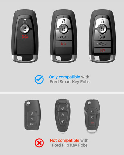 Spigen Rugged Armor Key Fob Cover with Carabiner & Keychain Designed for Ford F150, Explorer, Expedition, Maverick, Escape, Bronco, Mustang, Fuision, Lincoln 3/4/5 Button Smart Key Fobs
