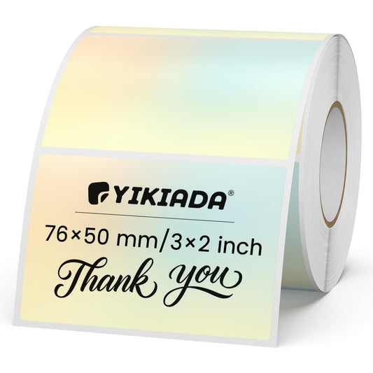 YIKIADA Direct Thermal Rectangle Stickers Gradient Color Labels 2X3 Inch Self Adhesive Gradual Change Label for DIY Personalized Design Custom Logo Name Price Tag QR Code Small Business Gift 500 PCS