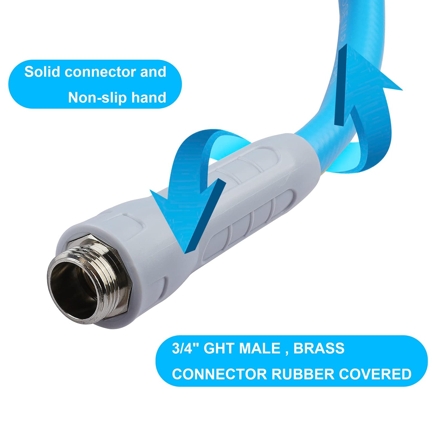 HQMPC Hose Garden Hose 5/8 in. x 30 ft., Water Hose Heavy Duty Durable Material Water Hose with Solid Fittings (Blue) …