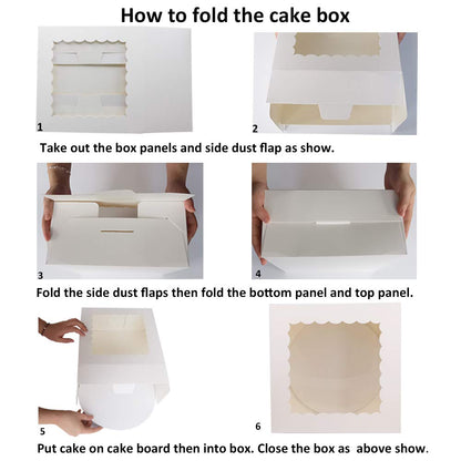 ZMYBCPACK 10" x 10" x 5" Cake Boxes with Window & 10" Round Cake Boards(10 Pack of Each), Paperboard Cake Baker Box for Bakery, Cakes, Pastries