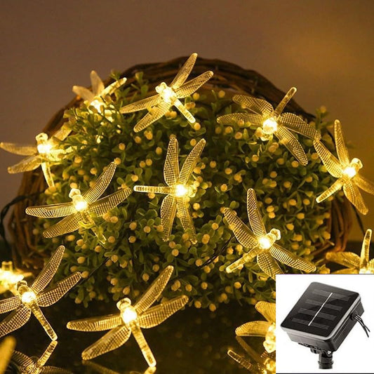 EONSMN LED Solar Dragonfly String Lights - 20 LED Waterproof Solar Powered Fairy Lights for Garden, Patio, Yard, Outdoor Decor (8 Modes)