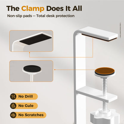 Under Desk Cable Management Tray White, Cinati Cable Management Under Desk No Drill, Cable Tray with Clamp for Desk Wire Management,Desk Cable Management Box for Office, Home - No Damage to Desk