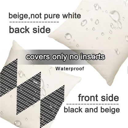 RABUSOFA Black and White Pillow Covers 18x18 Inch Set of 4,Outdoor Pillows Waterproof Boho Farmhouse Decroaions Cushion Cases for Sofa Couch Patio Furniture (03-B18)