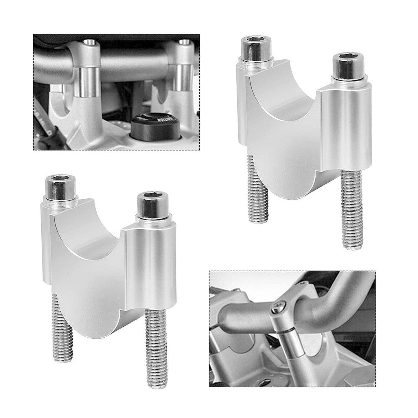 Vkinman 7/8 Inch Aluminum Handlebar Risers 30MM Height Replacement for Honda Kawasaki Suzuki ATV Dirt Bike Yamaha (Silver)