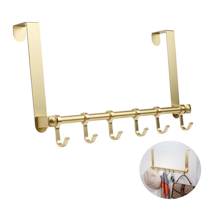 BOF Over The Door Hooks, 6 Adjustable Long Arm Hooks, Premium Space Aluminum Door Rack, Lightweight Thin Overhead Design Door Hanger, No Impact on Closing, for Bathroom, Shower, Bedroom, Front Door