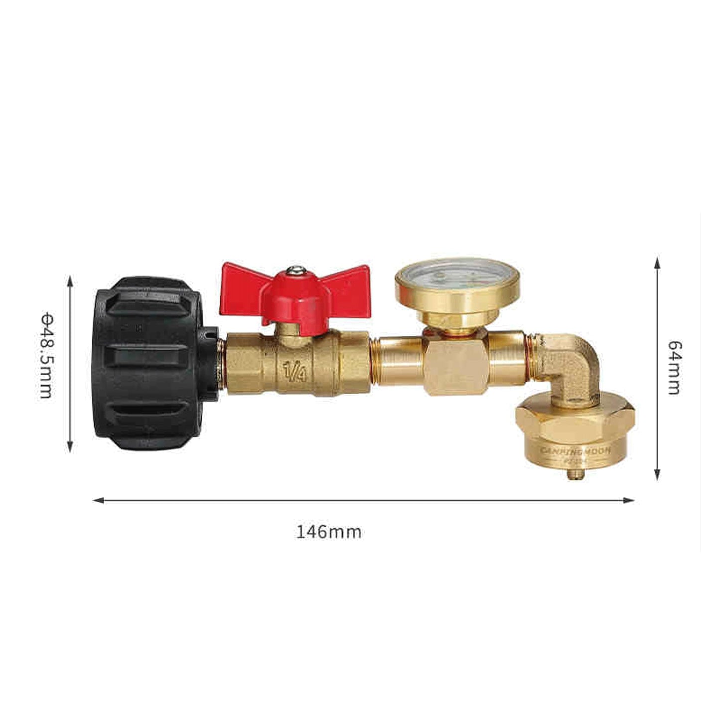 PropaneQCC1 Refill Adapter with Valve and Gauge, Fill 1 Lb Bottles from 20 Lb Tank, 90-Degree Elbow Design, Easy to