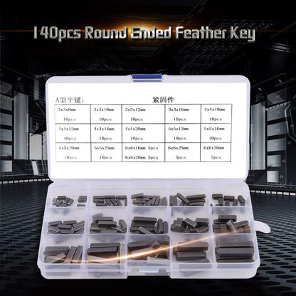 Key Stock, Keyway Kit, Belt Shaft Key Flywheel Key with Box, Keyway Assortment Set, Keyway Assortment with Stainless Steel 140pcs 8mm 10mm 12mm 16mm 20mm 25mm 30mm