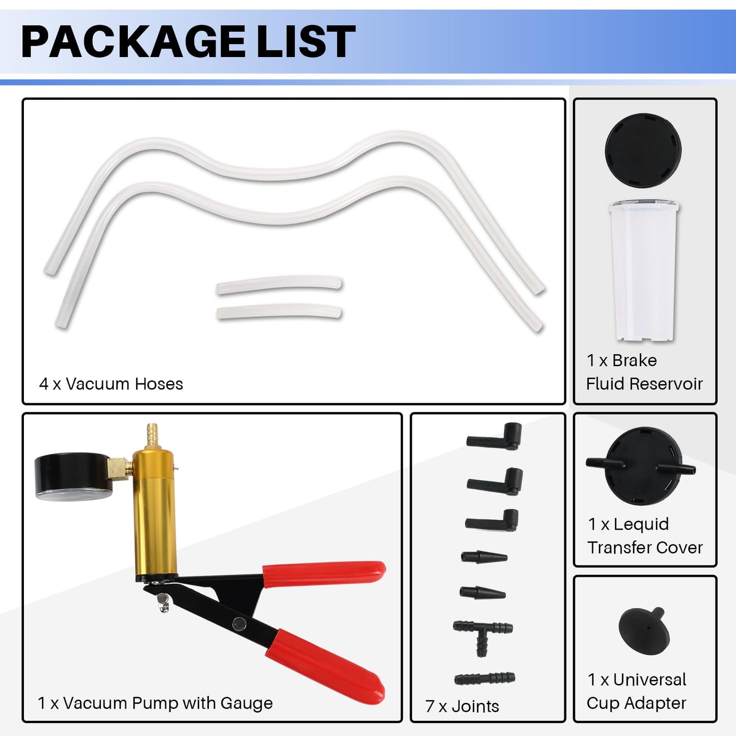 DASBET Hand Held Vacuum Pump Tester Set Vacuum Gauge and Brake Bleeder Kit for Automotive