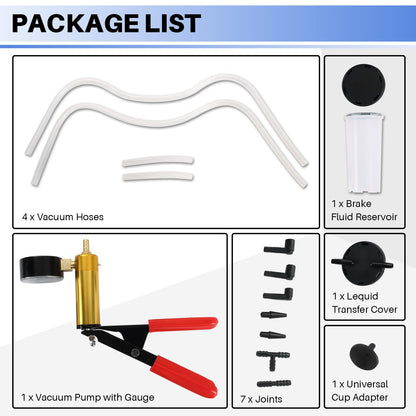 DASBET Hand Held Vacuum Pump Tester Set Vacuum Gauge and Brake Bleeder Kit for Automotive