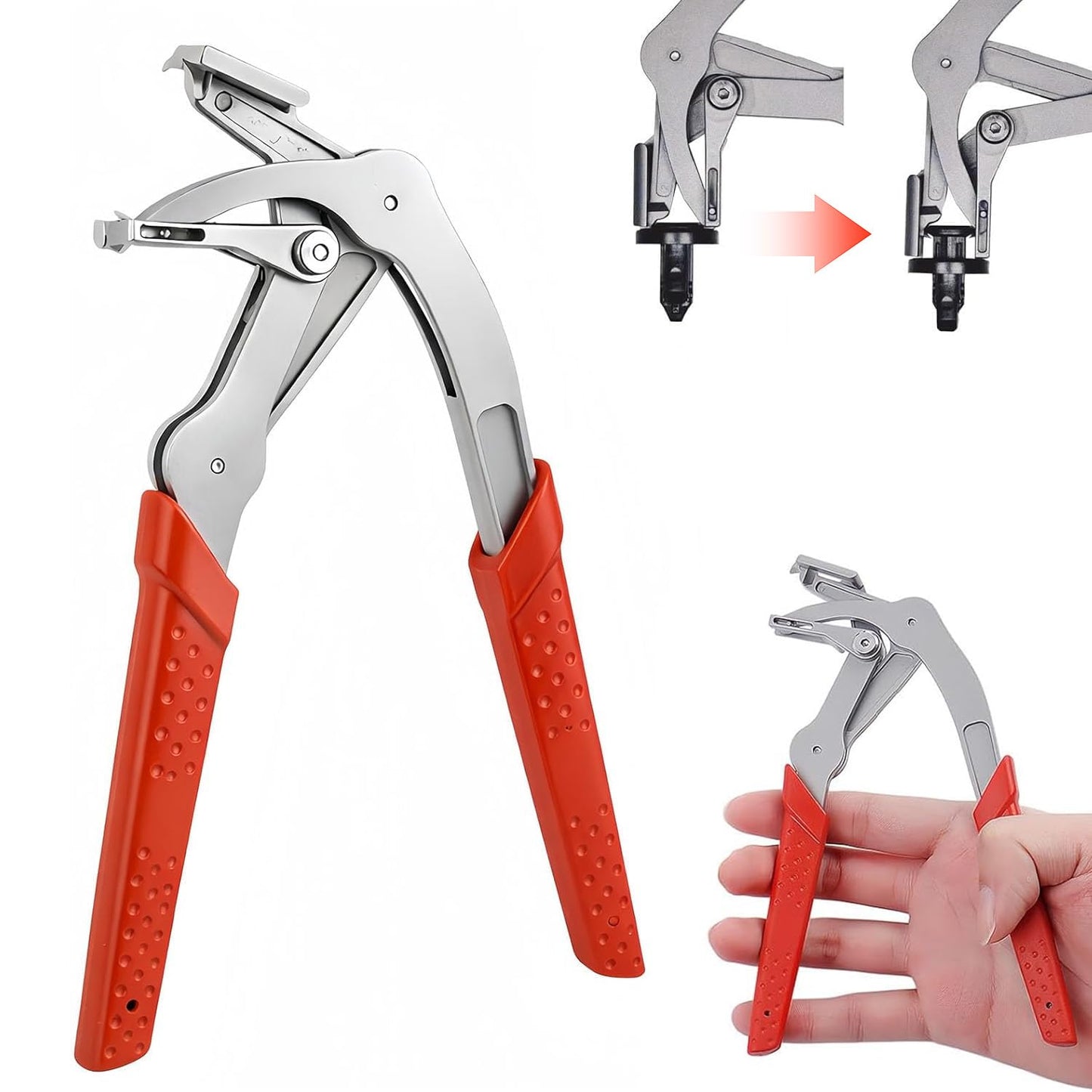 Car Clip Pliers & Trim Removal Tool, Efficient Multi-Functional Auto Snap Pliers, Spring-Loaded Fastener Rivet Remover for Auto Door Panels, Interior & Exterior Trim, Mechanic, Damage-Free Disassembly