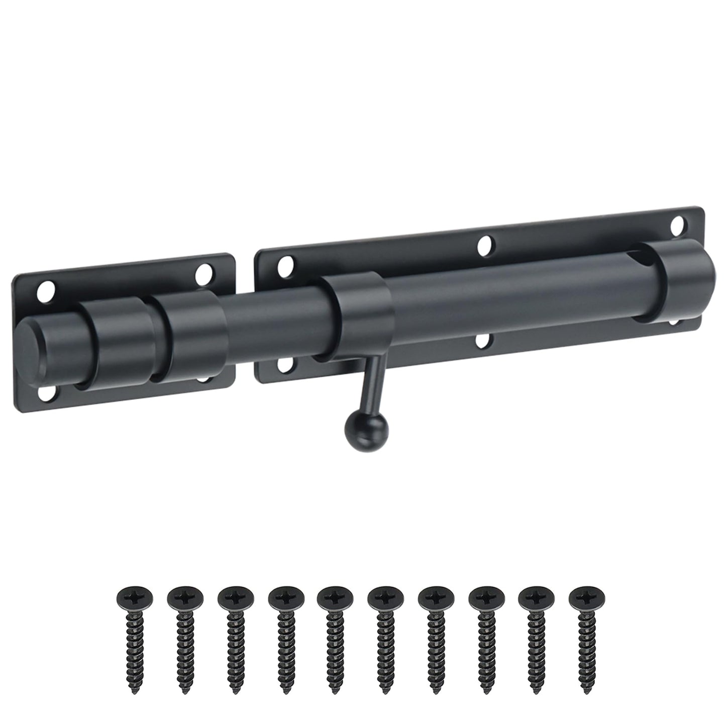 SAYAYO Sliding Bolt Gate Latch, 9 Inch Door Lock Latch Heavy Duty, Black Slide Bolt Latch with Padlock Hole，Stainless Steel Barrel Bolt Latch for Shed Lock Wooden Garden Gates