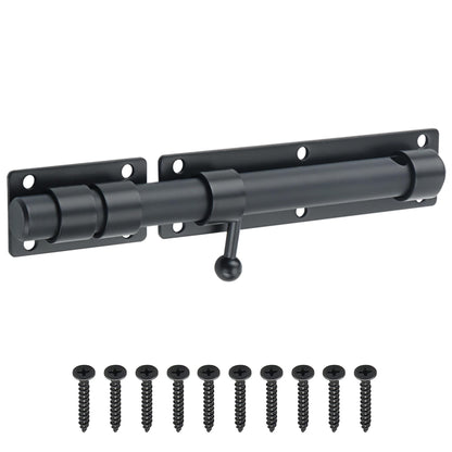 SAYAYO Sliding Bolt Gate Latch, 9 Inch Door Lock Latch Heavy Duty, Black Slide Bolt Latch with Padlock Hole，Stainless Steel Barrel Bolt Latch for Shed Lock Wooden Garden Gates