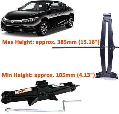 Scissor Jack, Compact Car Jack Kit 2 Ton/4409 LBS, 105 to 385mm Lifting Range Car Lift Jack, Portable Tire Change Kit for Cars/SUV