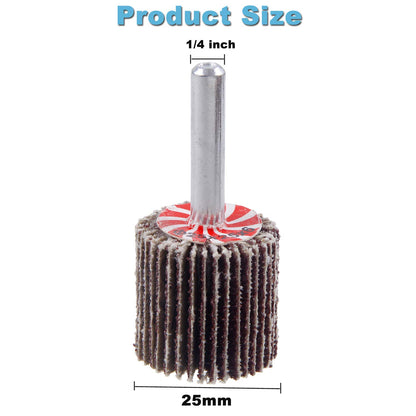 Mixiflor 50 Pack Abrasive Flap Wheel Sande,1" x 1" x 1/4" Shank Mounted Flap Wheels,80 Grit Aluminum Oxide for Remove Rust and Weld Burr,1/4 Shank Fits All Drills
