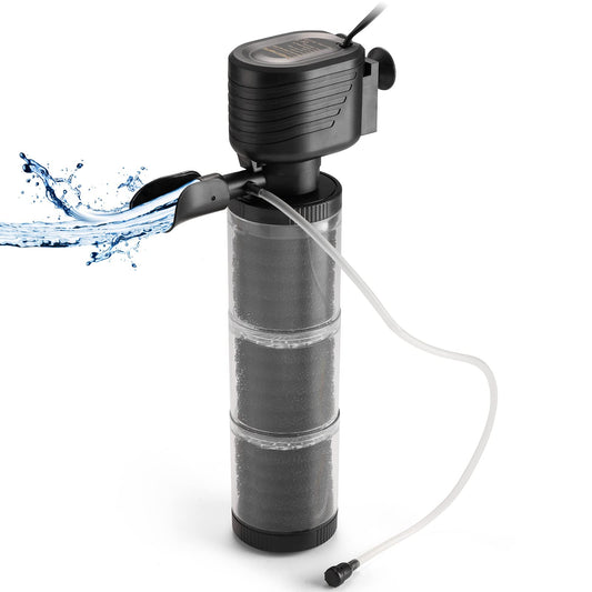 XpertMatic Aquarium Filter for 120-170 Gallon Tank, Internal Fish Tank Filter with Water Pump, 528 GPH 3 Stages Biochemical Sponge Filter for Large Tank, Pond, Wavemaker, Air Supply, SainSmart