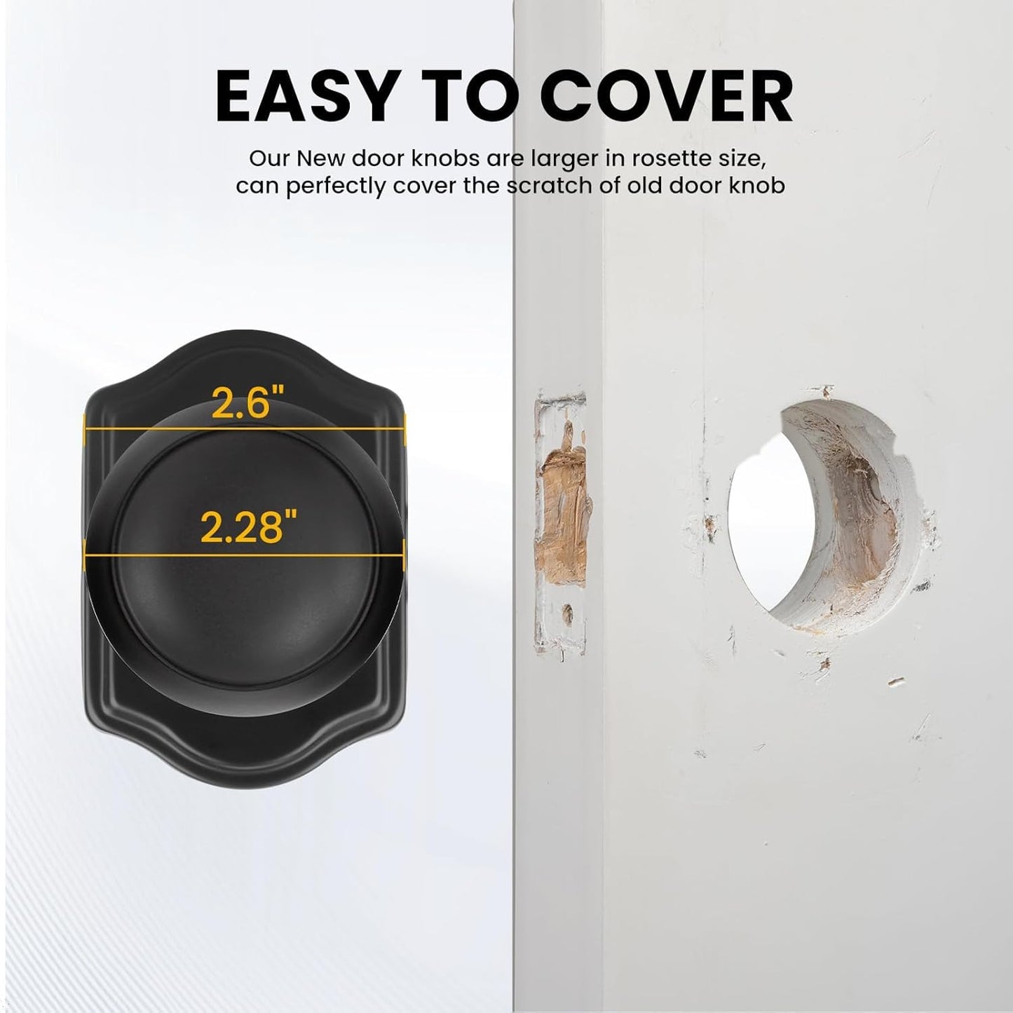 goldenwarm Closet Door Knob with Lock, Black Door Knobs Passage Doors Lock, Reversible Handle with Lock for Left or Right Keyless Bathroom/Bedroom,Modern Home Décor(1 Pack)