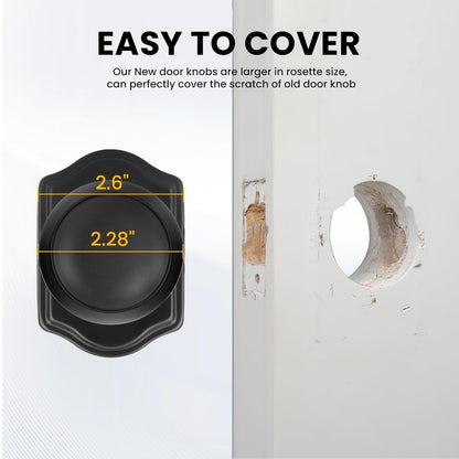 goldenwarm Closet Door Knob with Lock, Black Door Knobs Passage Doors Lock, Reversible Handle with Lock for Left or Right Keyless Bathroom/Bedroom,Modern Home Décor(1 Pack)