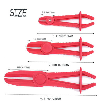 9-Pack Hose Pinch Off Pliers, Line Clamps Pinch Pliers, for Use While Repairing Coolant, Brake, Vacuum and Fuel Systems (Red, 3 Sizes)