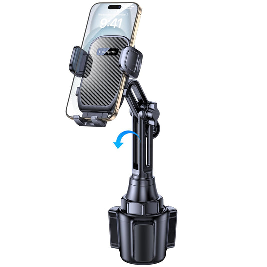 Coolpow Car Cup Holder Phone Mount for Car【Ultra Stable & Never Shake】 Cell Phone Holder Car Cupholder Support Cellulaire Auto Car Phone Holder Mount for iPhone 17 16 15 Galaxy S25 All 4-7'' Phone
