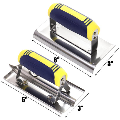 Peohud 2 Pieces Concrete Tool Set, 6" x 3" Stainless Steel Concrete Edger and Groover Trowel, Masonry Cement Finishing Kit for Smoothing, Cutting, Concrete Finishing Trowel Tools