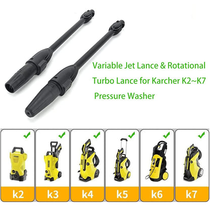 BEAR FORCE High Pressure Water Jet Wand and Rotating Wand, Pressure Washer Replacement Spray Gun Wand Nozzle, Compatible for Karcher K1, K2, K3, K4, K5, K6, K7 Power Washers…（C. Jet Wand & Turbo Wand