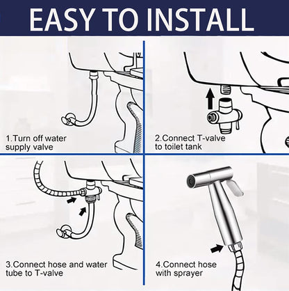 Handheld Bidet Sprayer for Toilet, Stainless Steel Jet Spray for Toilet Seat, Muslim Shower, Adjustable Water Pressure with Bidet Hose, Support Wall or Toilet Mount