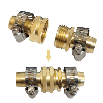 VASLON Solid Brass Garden Hose Repair Kit, 3/4" and 5/8" Hose End Repair Connector with Stainless Steel Clamps, Male and Female Hose Fittings, 4 Sets