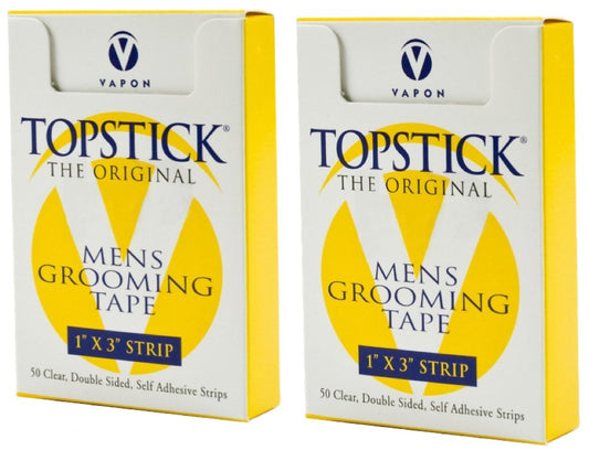 Vapon Topstick 1" X 3" - 50 Strips in Each Box (2 Boxes) Hypo-Allergenic All Purpose Clear Double Tape