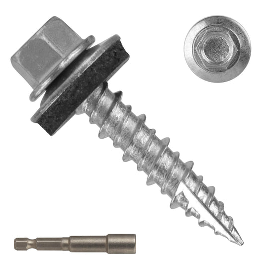 AOKLIT Hex Head Roofing Screws #10 × 1 Inch, 300Pcs Zinc Plated Self Tapping Metal Roof Screws with Rubber Washers for Metal and Corrugated Roofing Panels (Hex Socket Included)