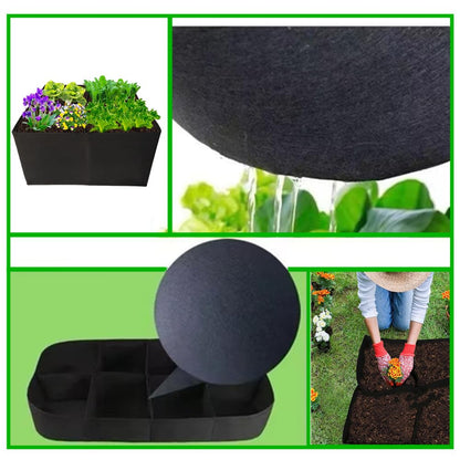 Fabric Raised Garden Bed, Wanfoou 6 Grids Plant Grow Bags, Breathable Planting Container Grow Bag, Garden Bag for Growing Vegetables Potatoes Flowers Herbs, Rectangle Planting Container Bags