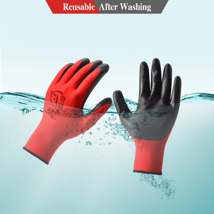 24 Pairs Gardening Gloves for Men Women Rubber Coated Breathable Garden Gloves Construction Gloves Men Safety Work Gloves (24, Large)