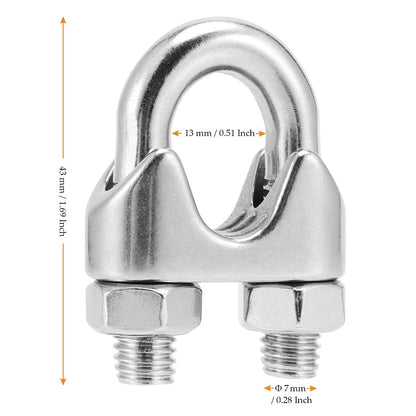 MUKCHAP 15 Pcs M10 3/8 Inch Wire Rope Cable Clip Clamp, Stainless Steel Wire Rope Clip, Metal U Bolt Saddle Fastener, Rigging Hardware, Silver