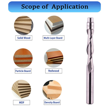 Jiiolioa SX2133 Spiral Flush Trim Router Bit 1/4-Inch Shank Up Cut Solide Carbide CNC Router Bits 1/4" x1-3/8"x1/4"x3"