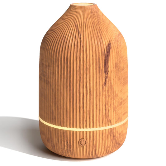 Essential Oil Diffuser, 100ml Aromatherapy Diffuser, Mini Ultrasonic Diffuser for Essential Oil, Home, Office, Cool Mist Humidifier with 7 Led Light, Auto Shut-Off, Wood Grain