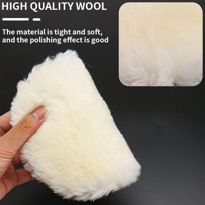 NuoDunco 7 Pieces 7 Inch Wool Polishing Pad Kit - Bonnet, Hook and Loop Buffing Pad, Woolen Waxing Pads for Car Polishing and Drill