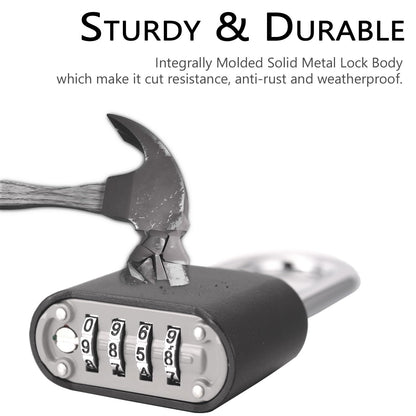 Combination Padlocks,Chumiug 4 Digit Resettable Combination Lock with 2.6 Inch Long Hardened Steel Shackle,Suitable for Outdoor School, Gym,Backyard Fence, Hasps,Shed & Toolbox [2 Pack] (Black - L)
