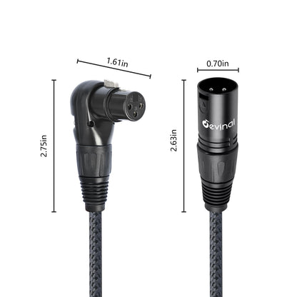 Devinal Right Angle XLR Cable, Right Angle Female XLR to Straight Male XLR Microphone Mic Cable Cord, 90 Degree XLR Female Adapter for Sound Devices Mixer Recorder 3.3 FT 2 pcs