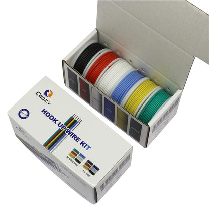 CBAZY™ Hook up Wire Kit (Stranded Wire Kit) 22 Gauge Flexible Silicone Rubber Electric Wire 6 Colors 19.6 feet Each 22 AWG