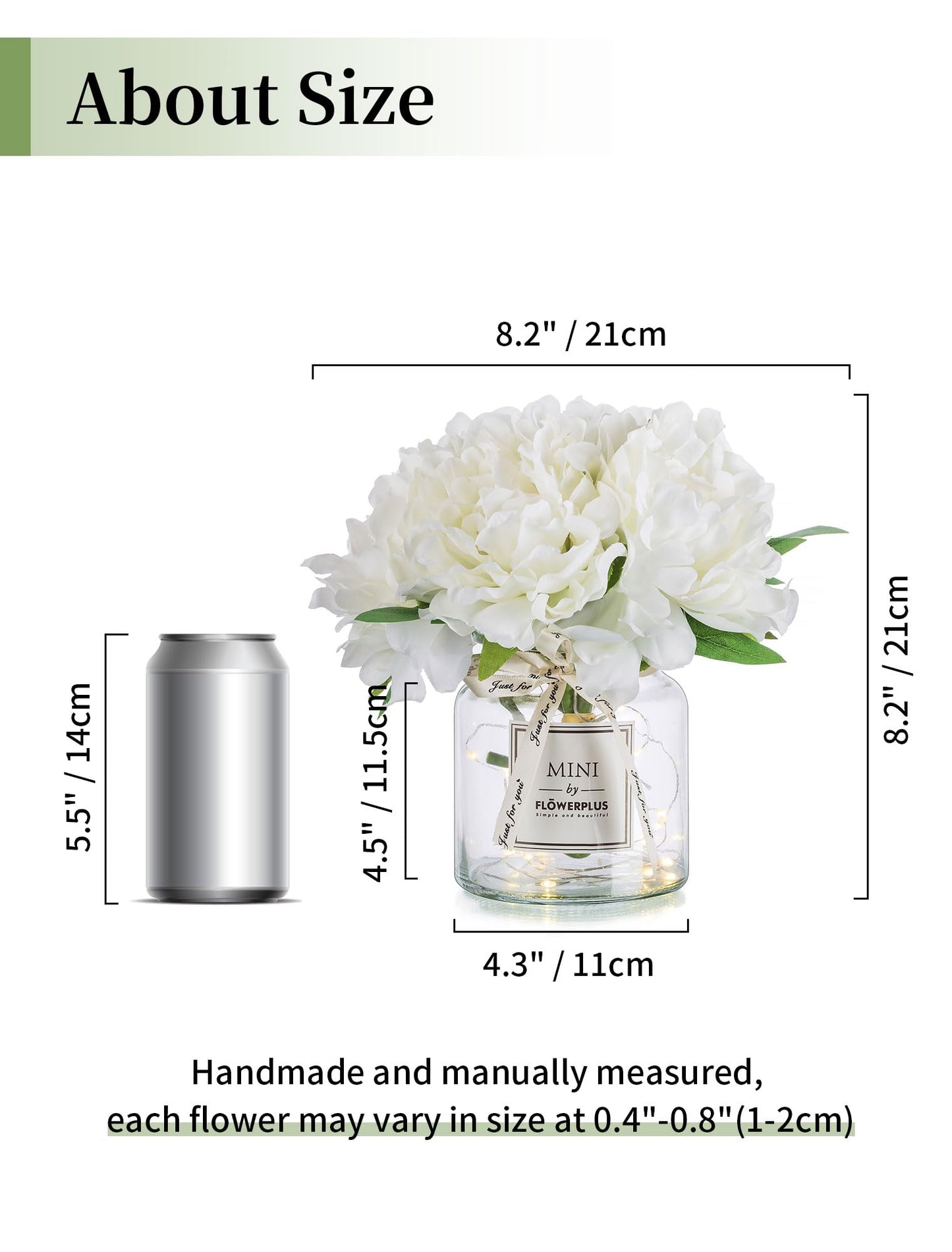 BLOSMON White Fake Flowers with Vase: Small Coffee Table Decor Bathroom Hydrangea Faux Flowers in Vase Office Desk Shelf Home Living Room Bedroom Vanity nightstand Decorations Floral Arrangement