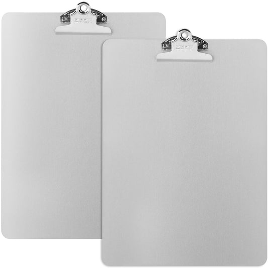 ZCZN Metal Clipboards, 2 Pack Heavy Duty Aluminum Clipboards 12 x 9 Inches, A4 Letter Sizer Document Holder with Low Profile Clip, Suitable for School, Office, Jobsite or Medical Staff, Silver