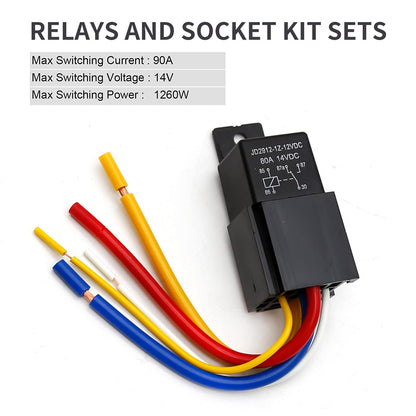 Vkinman 80Amp 12V 5-pin Relay Kit, SPDT 12-Volt Automotive Relay with Heavy-Duty Pigtail, 2-Pack