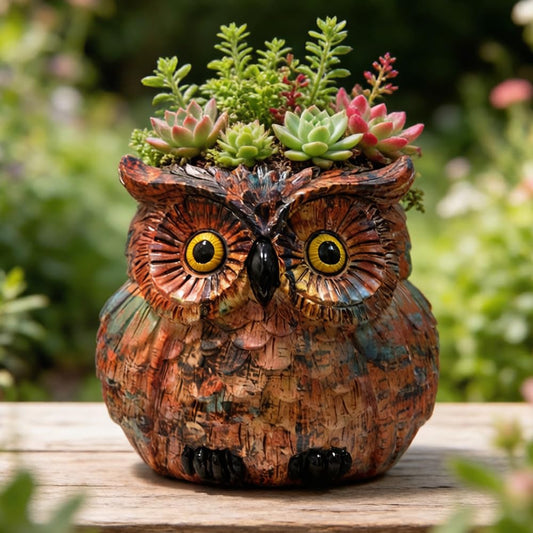 Owl Planter, Owl Sucuulent Pots, Funny Plant Pots Indoor/Outdoor, Garden Flower Pot, Cute Small Planters for Office Home Decor, Unique Brush Pencil Pen Holder, Antique Vase for Women Mother Teacher