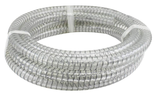 Duda Energy STpvc075-010ft 10' x 3/4 ID Steel Wire Suction PVC Flexible Tubing High Pressure Heavy Duty UV Chemical Resistant Vinyl Hose