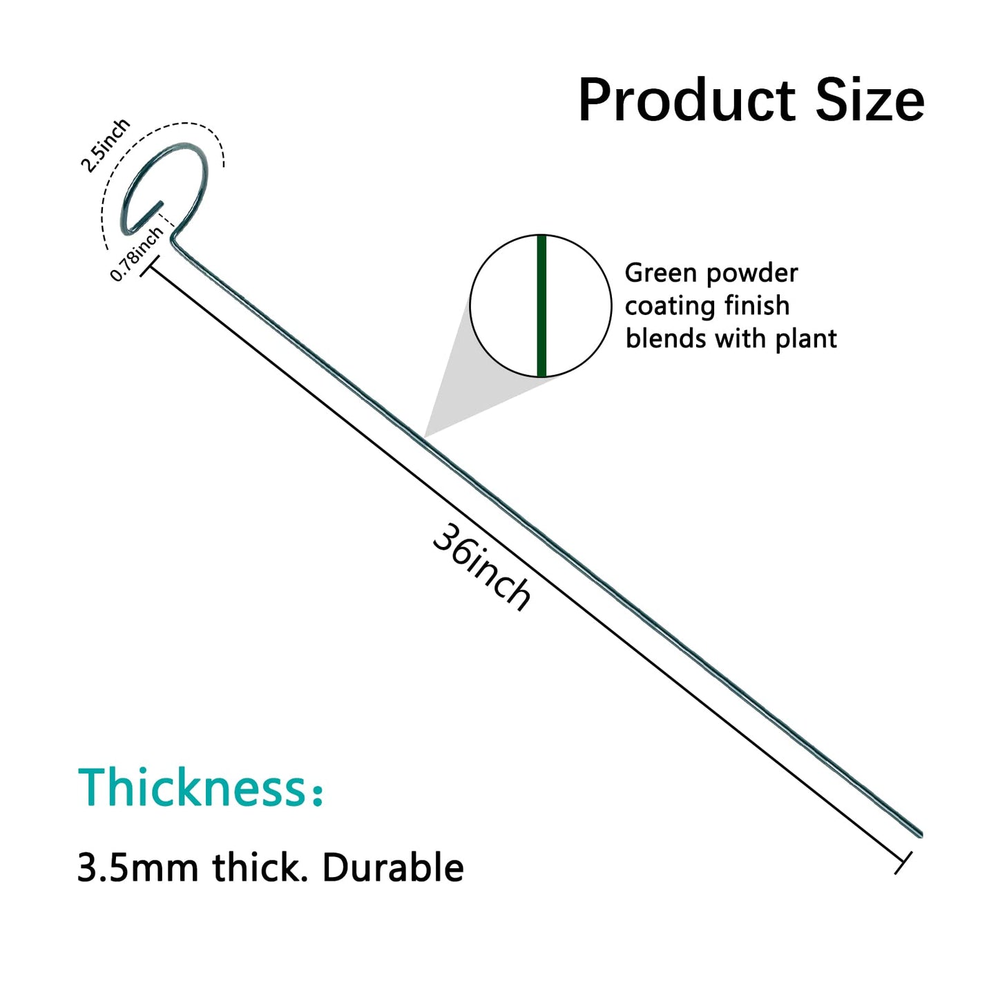 Thealyn 36 Inch 12 Packs Plant Support Stakes,Garden Single stemmed Plant Support Hoops, Plant Prop, for Flowers,Orchid, Tomatoes Peony Lily Rose