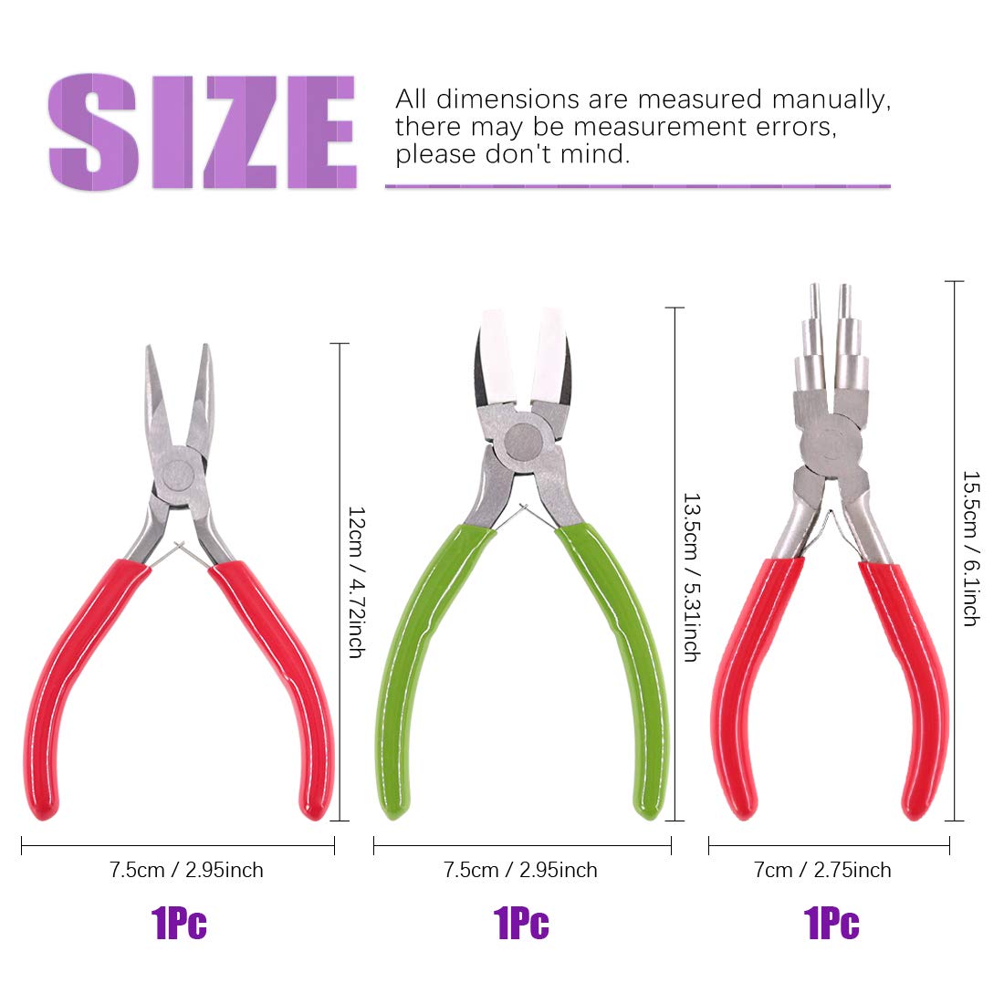 Swpeet 3Pcs Jewelry Pliers Kit: 6-in-1 Bail Making Looping, Nylon Jaw, and Bent Nose Micro Pliers for Jewelry Making and Crafts