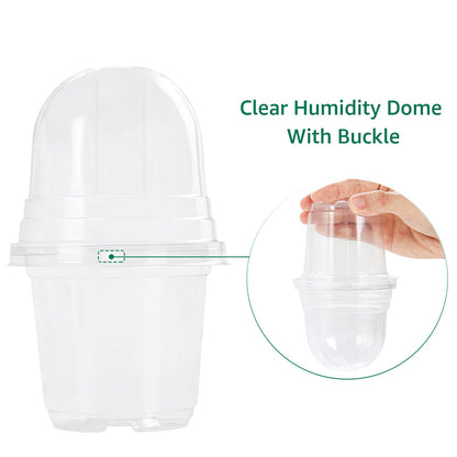 MIXC 30 Packs 4" Plant Nursery Pots with Humidity Domes, Soft Transparent Plastic Gardening Pot, Seedling Pots with 10pcs Plant Labels for Vegetable Propagation, Root Cutting, Seedling