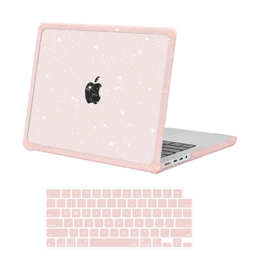 MOSISO Compatible with MacBook Pro 14 inch Case 2025-2021 M5 M4 M3 M2 M1 A3434 A3112 A3185 A3401 A2918 A2992 A2779 A2442, Heavy Duty Glitter Hard Shell with TPU Bumper&Keyboard Cover, Pink