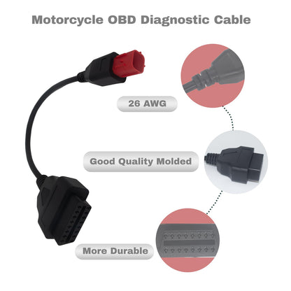 6 Pin OBD2 Adapter Cable for Euro5 Motorcycles, Fit for Moto Guzzi, Vespa, Piaggio, KTM, Suzuki, Honda– Motorcycle Diagnostic Connector