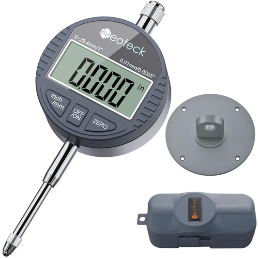 Neoteck DTI Digital Dial Indicator Probe 0.0005''/0.01mm Dial Test Gauge Range 1''/25.4mm Dial Test Indicators Electronic Indicator Gauge Measurement Industrial Indicators