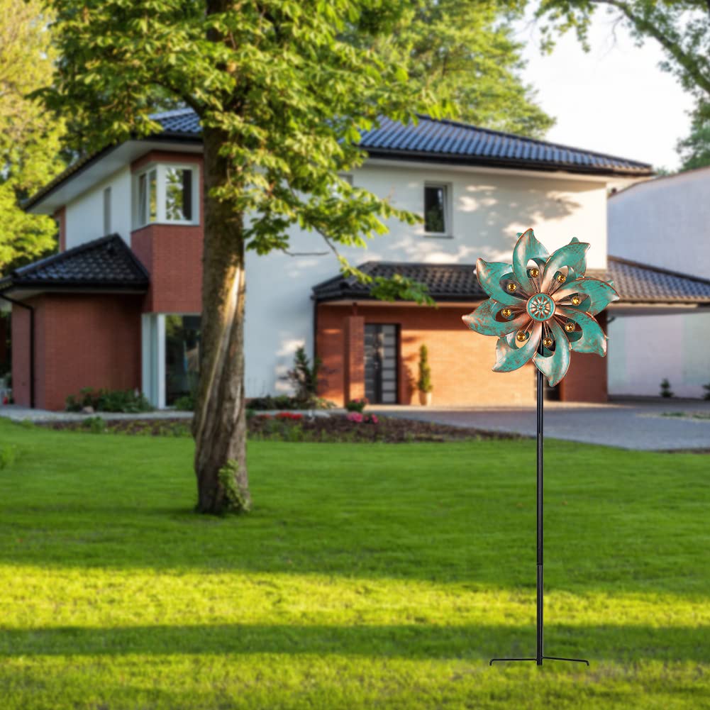VEWOGARDEN Double Blade Wind Spinners Outdoor Small Garden Decorations, Rustproof Metal Wind Spinner for Patio, Lawn, Pathway, Yard Decor, 94cm * 25cm
